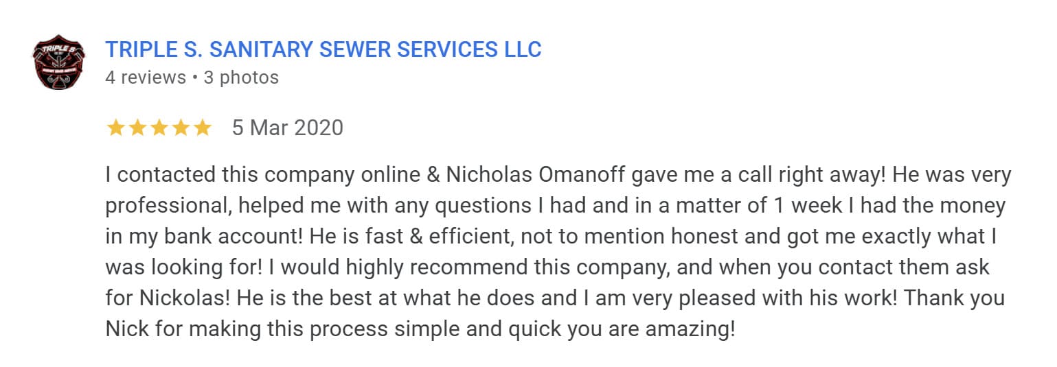 Five star review from Triple S. - I had the money in my account in 1 week, the best at what he does