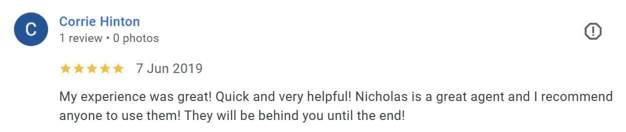 Five star customer review