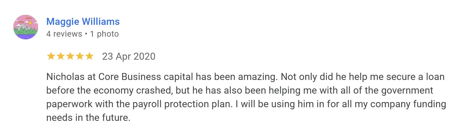 Five star review from Maggie W. - Will be using them for ALL our financing needs